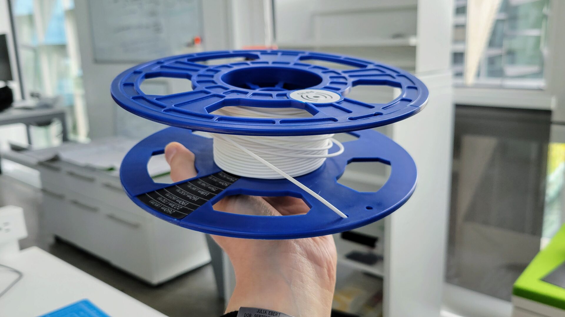 CAlmost empty filament spool