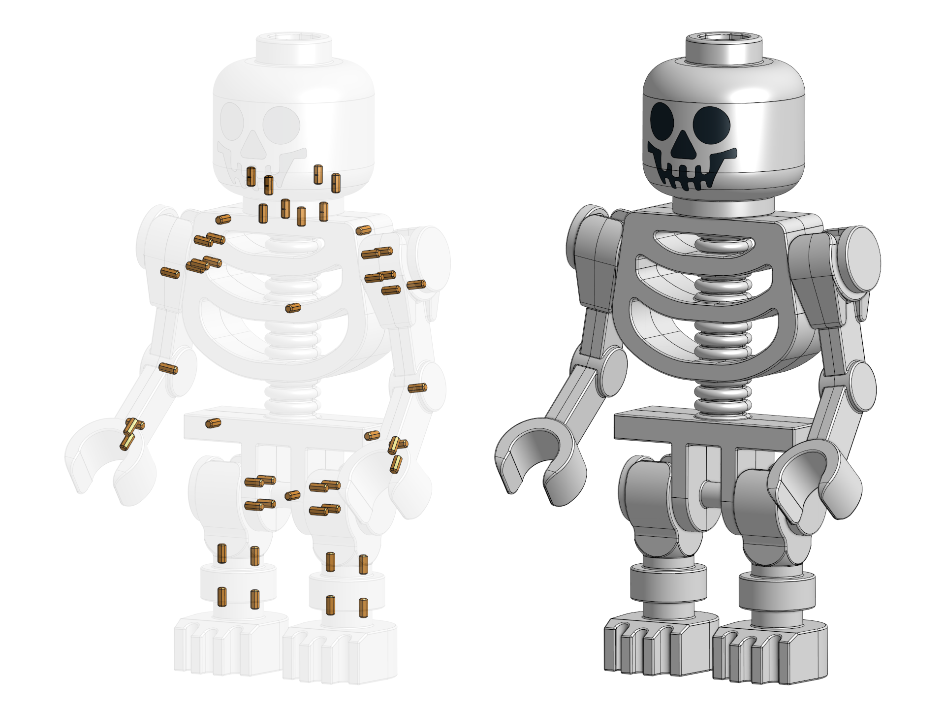 CAD of assembled skeleton, with all its pins