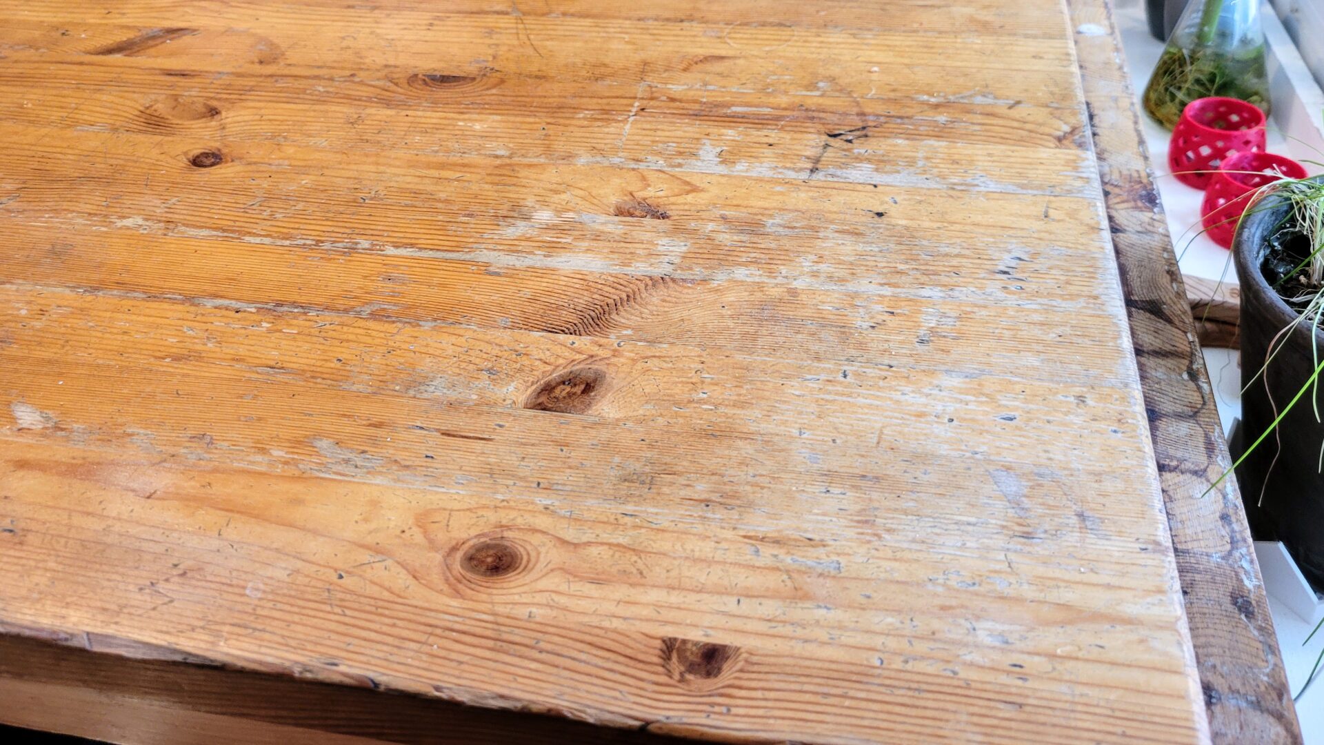 Closeup of table before